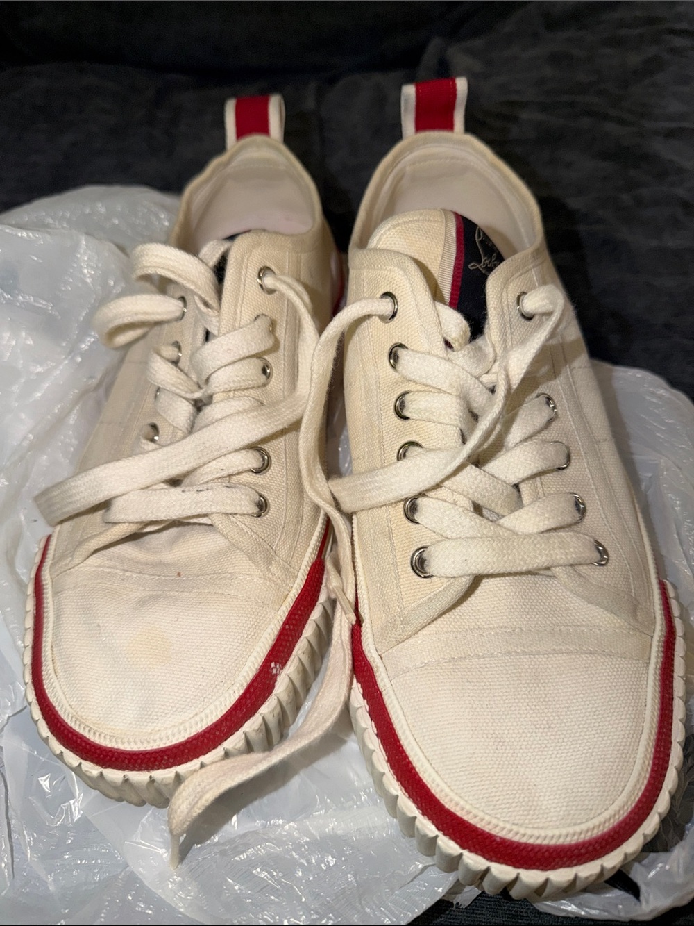 Christian Louboutin Canvas Sneakers with Red Trim